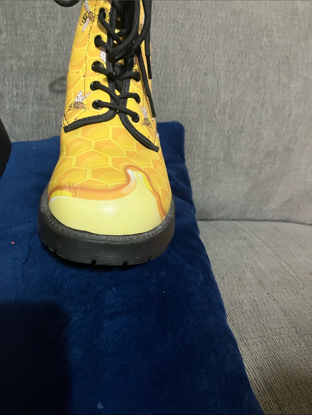 Honey Bee Vegan Leather Combat Boots:Bohemian Cowgirl Style Size 10 - Picture 5 of 10